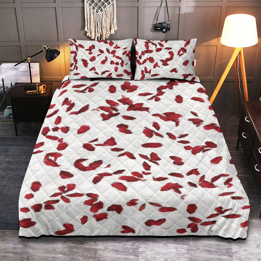 3-PIECE WHITE RED ROSE BED SET FOR MOTHER'S DAY