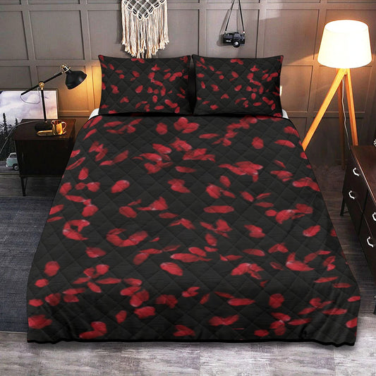 3-PIECE BLACK RED ROSE BED SET FOR MOTHER'S DAY